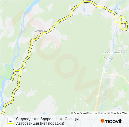 * 107Л (СЛАНЦЕВСКИЙ РАЙОН) Bus Line Map