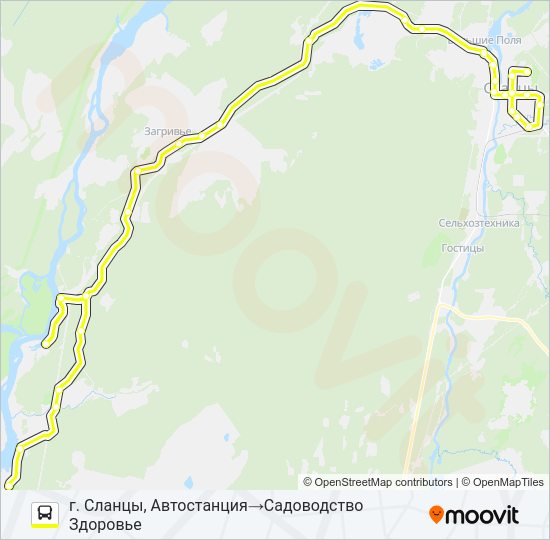 Автобус * 107Л (СЛАНЦЕВСКИЙ РАЙОН): карта маршрута