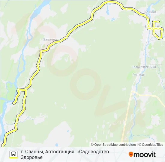 Автобус * 107Л (СЛАНЦЕВСКИЙ РАЙОН): карта маршрута