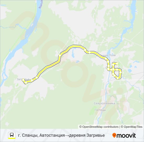 * 107С (СЛАНЦЕВСКИЙ РАЙОН) Bus Line Map