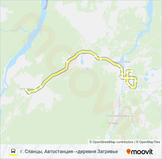 * 107С (СЛАНЦЕВСКИЙ РАЙОН) Bus Line Map