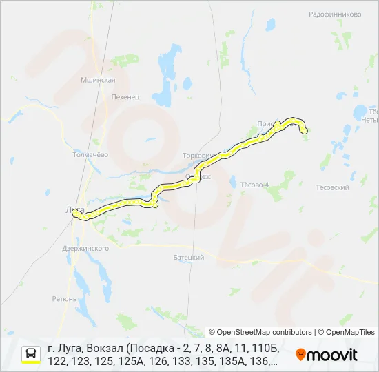 * 142А (ЛУЖСКИЙ РАЙОН) Bus Line Map