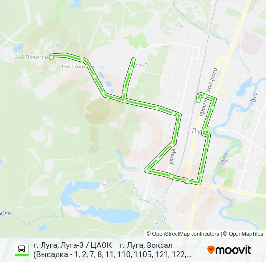 * 2 (ЛУЖСКИЙ РАЙОН) Bus Line Map