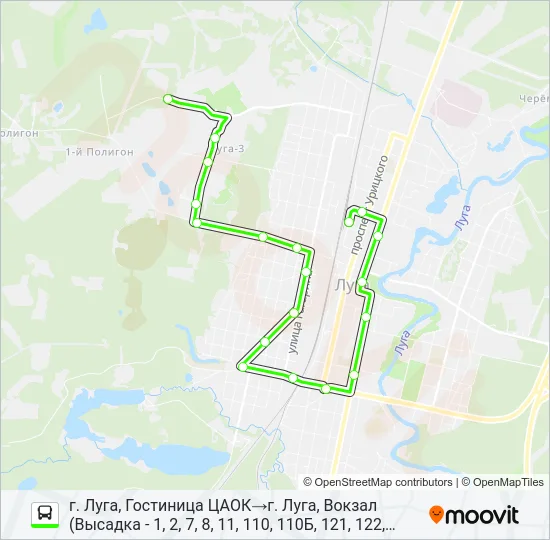 * 7 (ЛУЖСКИЙ РАЙОН) Bus Line Map