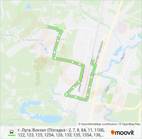 Автобус * 7 (ЛУЖСКИЙ РАЙОН): карта маршрута
