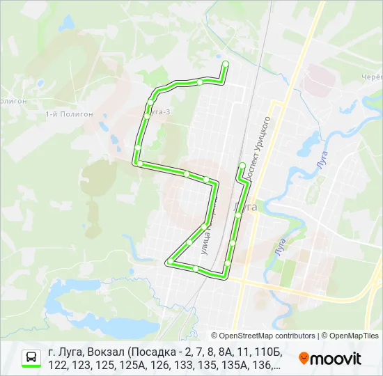 * 8 (ЛУЖСКИЙ РАЙОН) Bus Line Map