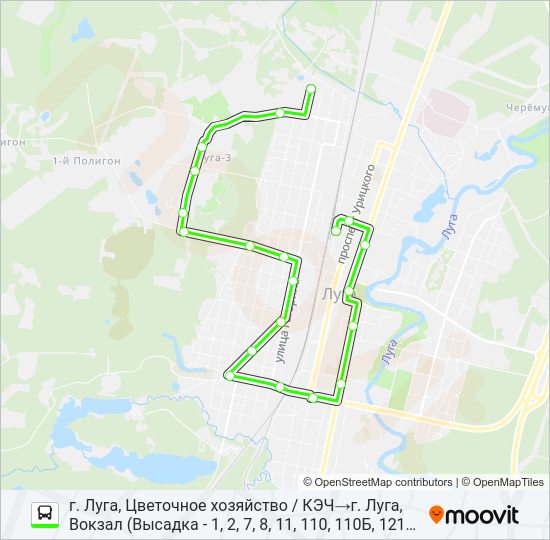 Автобус * 8 (ЛУЖСКИЙ РАЙОН): карта маршрута