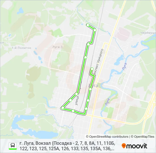 * 11 (ЛУЖСКИЙ РАЙОН) Bus Line Map