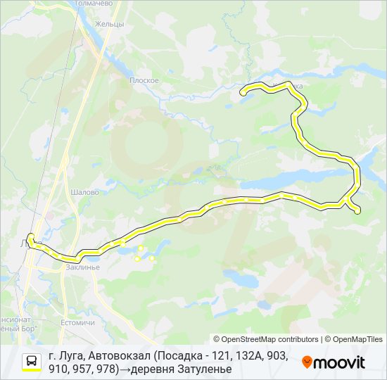 Автобус * 121 (ЛУЖСКИЙ РАЙОН): карта маршрута