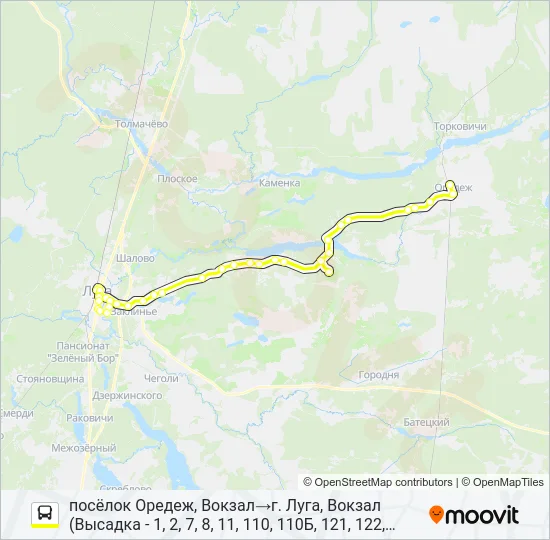 * 122 (ЛУЖСКИЙ РАЙОН) Bus Line Map