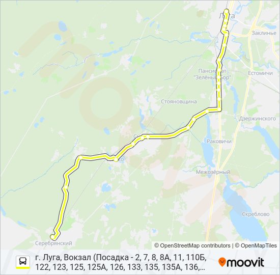 Автобус * 126 (ЛУЖСКИЙ РАЙОН): карта маршрута