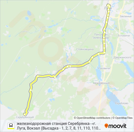 Автобус * 126 (ЛУЖСКИЙ РАЙОН): карта маршрута