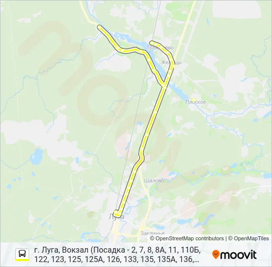 * 133 (ЛУЖСКИЙ РАЙОН) Bus Line Map