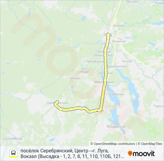 * 135 (ЛУЖСКИЙ РАЙОН) Bus Line Map