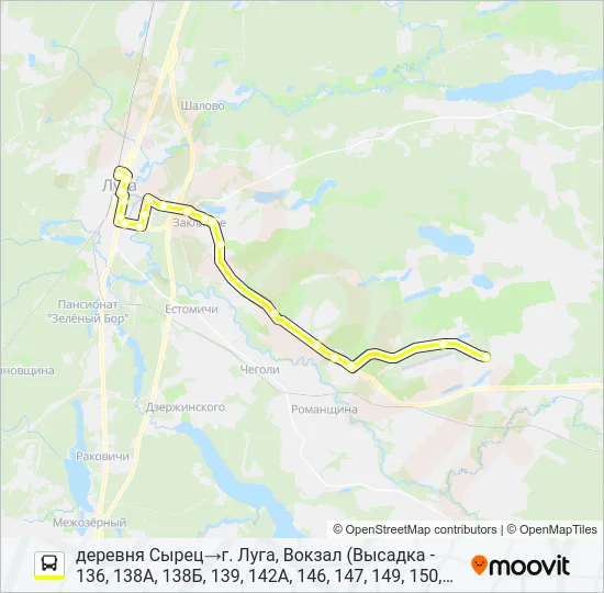 * 146 (ЛУЖСКИЙ РАЙОН) Bus Line Map