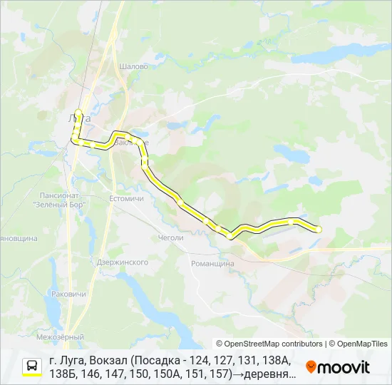 * 146 (ЛУЖСКИЙ РАЙОН) Bus Line Map