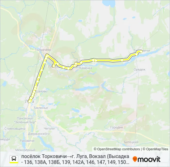 * 164 (ЛУЖСКИЙ РАЙОН) Bus Line Map