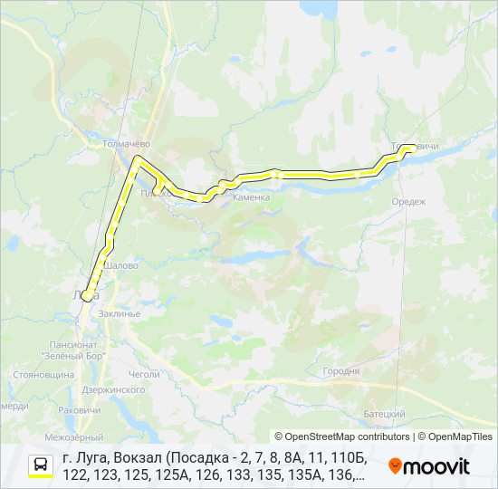 Автобус * 164 (ЛУЖСКИЙ РАЙОН): карта маршрута