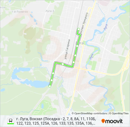 * 125А (ЛУЖСКИЙ РАЙОН) Bus Line Map