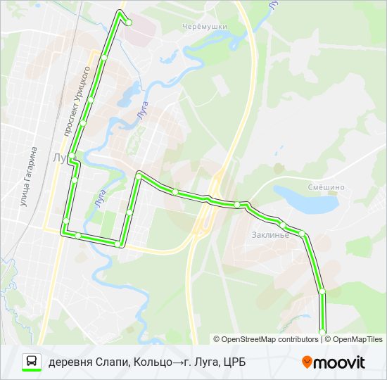 Автобус * 149А (ЛУЖСКИЙ РАЙОН): карта маршрута