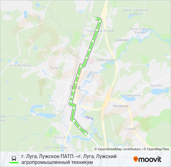 Автобус * 1 (ЛУЖСКИЙ РАЙОН): карта маршрута