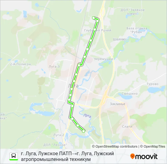 Автобус * 1 (ЛУЖСКИЙ РАЙОН): карта маршрута