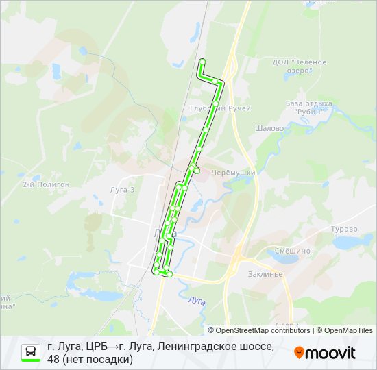 Автобус * 1 (ЛУЖСКИЙ РАЙОН): карта маршрута