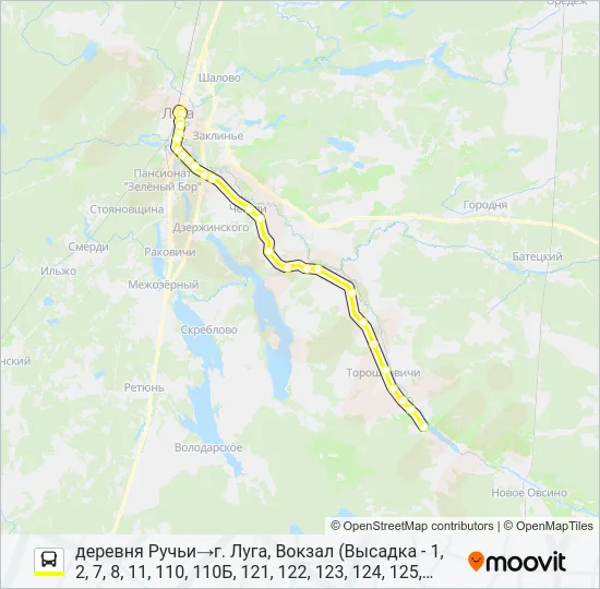 * 124 (ЛУЖСКИЙ РАЙОН) Bus Line Map
