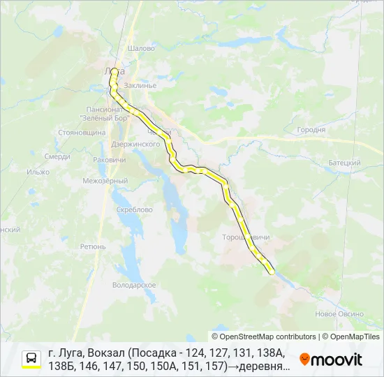 * 124 (ЛУЖСКИЙ РАЙОН) Bus Line Map
