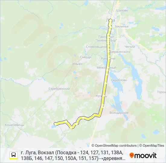 * 127 (ЛУЖСКИЙ РАЙОН) Bus Line Map
