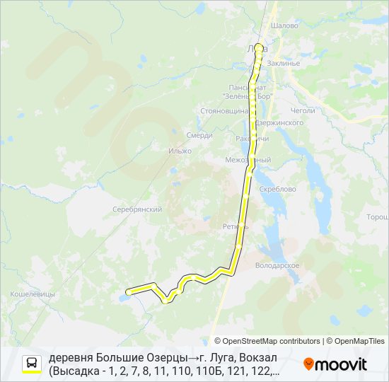 Автобус * 127 (ЛУЖСКИЙ РАЙОН): карта маршрута