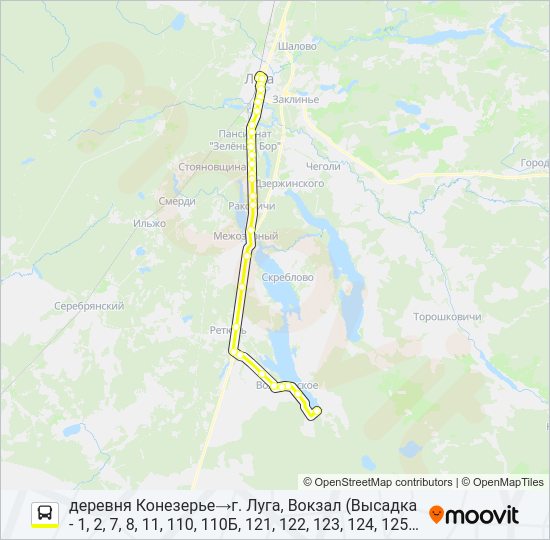Автобус * 130 (ЛУЖСКИЙ РАЙОН): карта маршрута