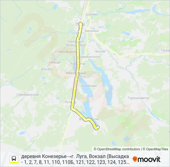 Автобус * 130 (ЛУЖСКИЙ РАЙОН): карта маршрута