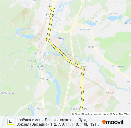 Автобус * 131 (ЛУЖСКИЙ РАЙОН): карта маршрута