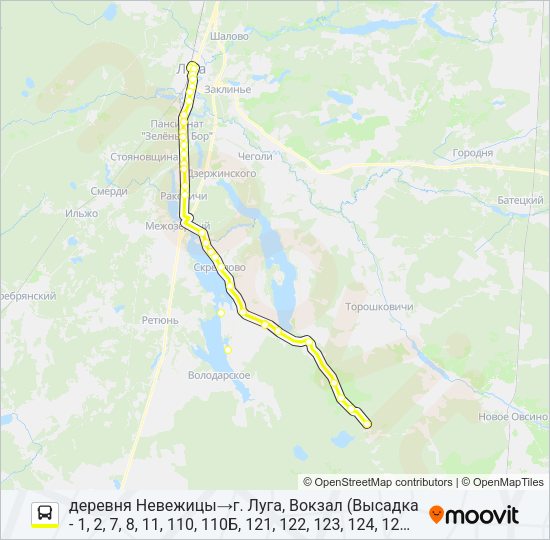 Автобус * 132 (ЛУЖСКИЙ РАЙОН): карта маршрута