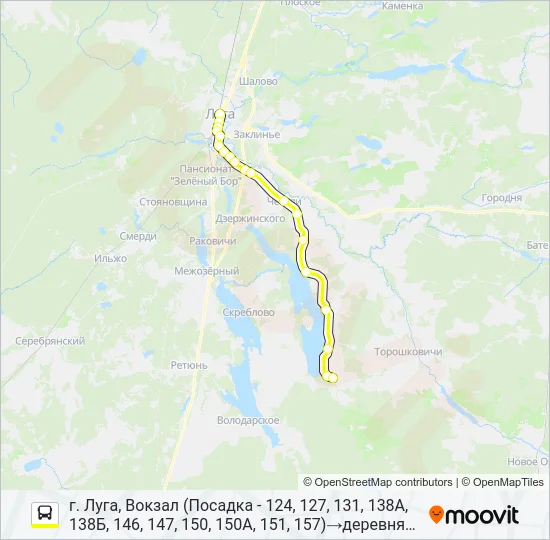 * 147 (ЛУЖСКИЙ РАЙОН) Bus Line Map