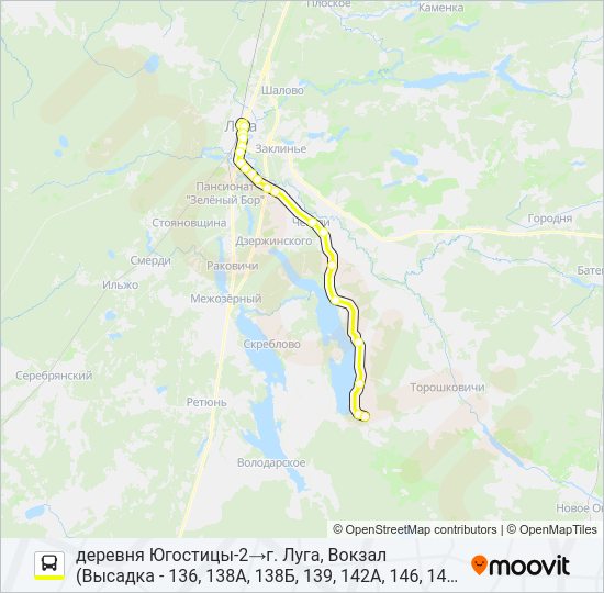 Автобус * 147 (ЛУЖСКИЙ РАЙОН): карта маршрута