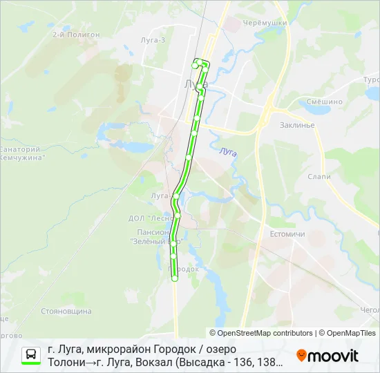 * 150 (ЛУЖСКИЙ РАЙОН) Bus Line Map