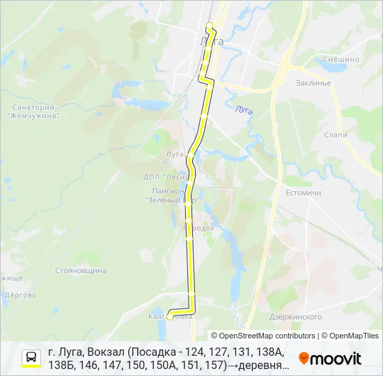 * 151 (ЛУЖСКИЙ РАЙОН) Bus Line Map