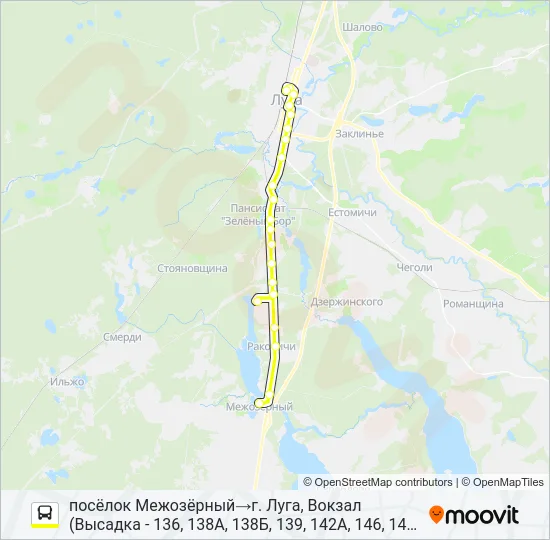 * 157 (ЛУЖСКИЙ РАЙОН) Bus Line Map