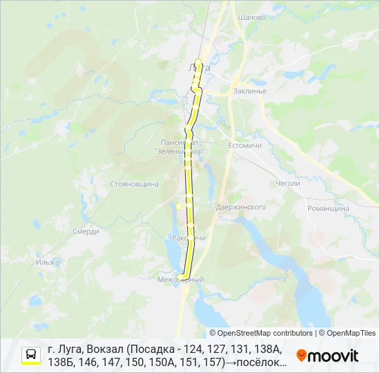 * 157 (ЛУЖСКИЙ РАЙОН) Bus Line Map