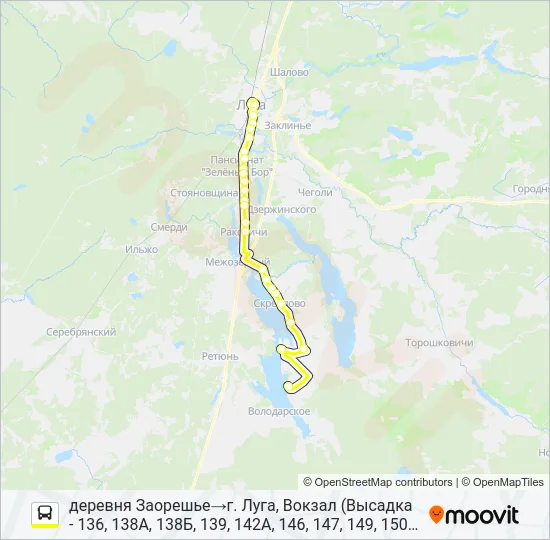 * 163 (ЛУЖСКИЙ РАЙОН) Bus Line Map