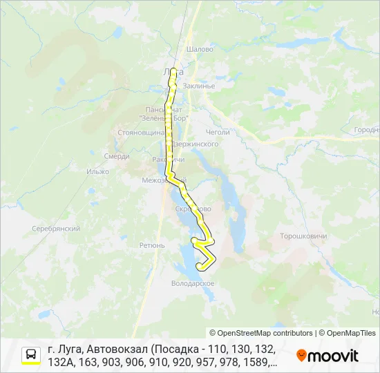 Автобус * 163 (ЛУЖСКИЙ РАЙОН): карта маршрута