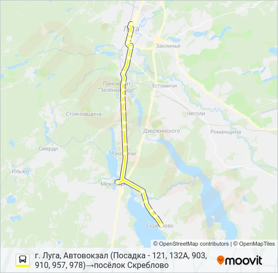 * 132А (ЛУЖСКИЙ РАЙОН) Bus Line Map