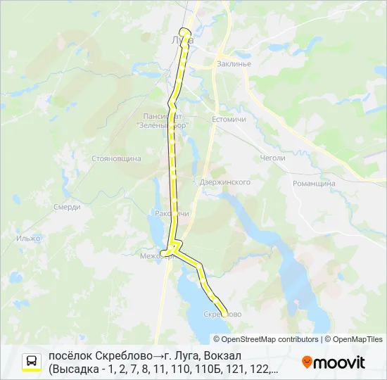 * 132А (ЛУЖСКИЙ РАЙОН) Bus Line Map