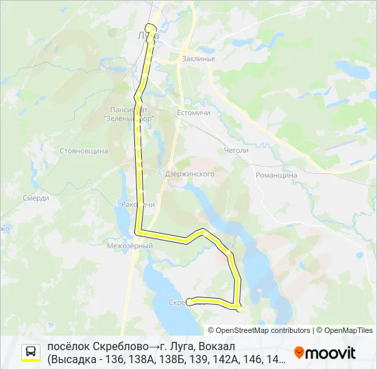 * 138А (ЛУЖСКИЙ РАЙОН) Bus Line Map