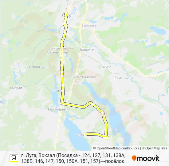 Автобус * 138Б (ЛУЖСКИЙ РАЙОН): карта маршрута