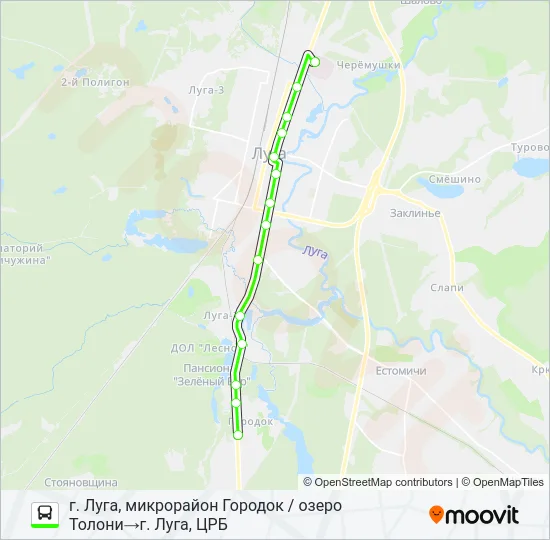 Автобус * 150А (ЛУЖСКИЙ РАЙОН): карта маршрута