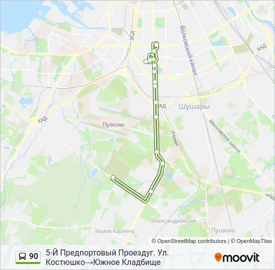 90 Bus Line Map