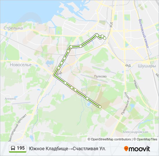 Автобус 195: карта маршрута